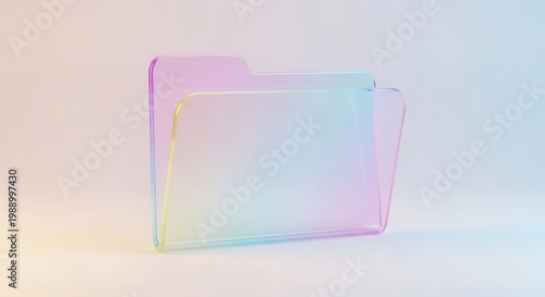 Luminous Glass Folder Icon Symbolizing Modern Digital Data Organization and Cloud Storage Solutions
