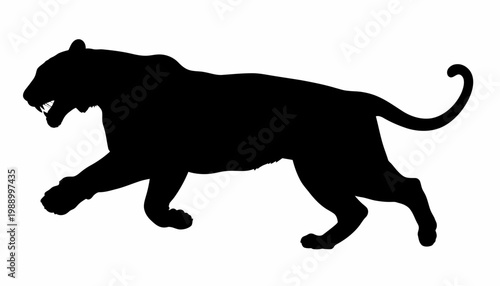 Silhouette of a predatory big cat, possibly a panther or jaguar, captured in motion