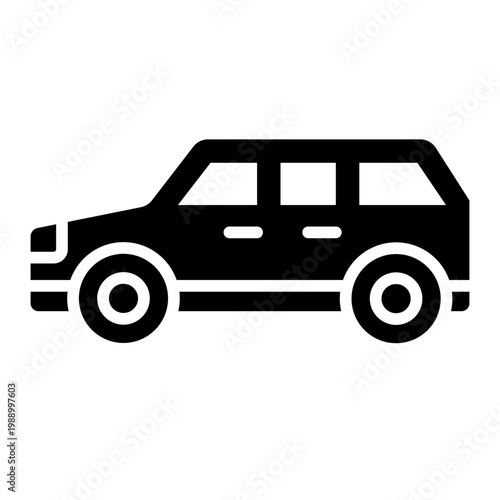 SUV glyph icon. sport utility vehicle side view. family drive and off road. automotive and lifestyle