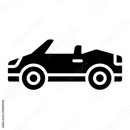convertible glyph icon. open top roadster car. scenic drive and leisure. automotive lifestyle
