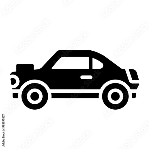 sport car glyph icon. low profile coupe silhouette. racing and performance driving. speed and motorsport
