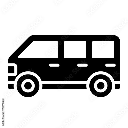 van glyph icon. multi window passenger minibus. group transport and shuttle service. travel and logistics