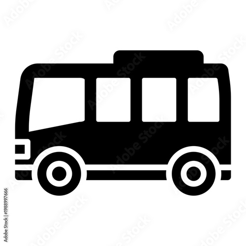 minibus glyph icon. multi window transit bus. public transport and school run. urban and education
