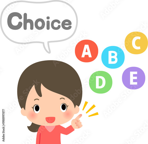 5つの選択肢から1つ選ぶ女性
