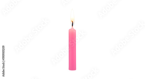 Lit Pink Wax Candle Product Shot on White