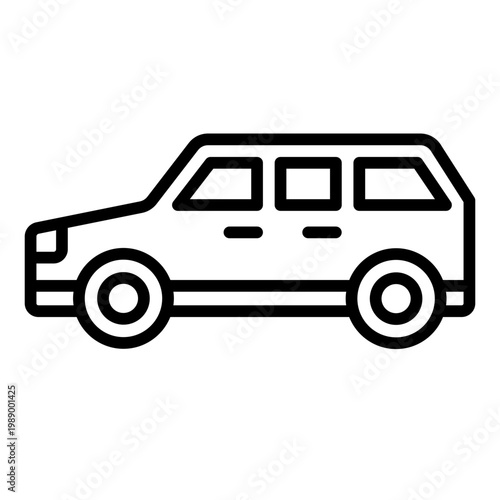 SUV outline icon. sport utility vehicle side view. family drive and off road. automotive and lifestyle
