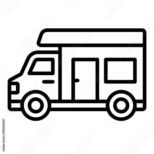 camper van outline icon. roof top motorhome vehicle. road camping and travel. outdoor adventure lifestyle