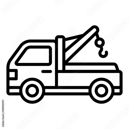 tow truck outline icon. roadside recovery crane vehicle. breakdown service and rescue. automotive emergency
