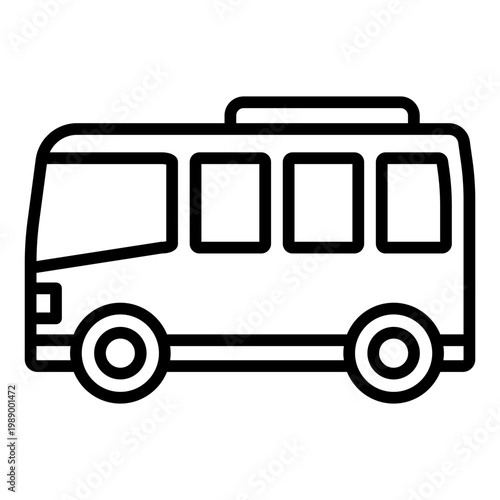 minibus outline icon. multi window transit bus. public transport and school run. urban and education