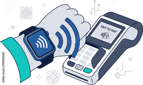 Person uses smartwatch to make contactless payment at terminal