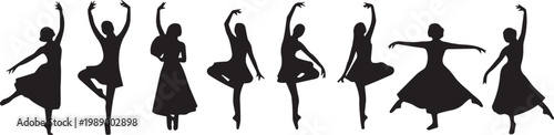 Ballerina silhouettes in dance poses.