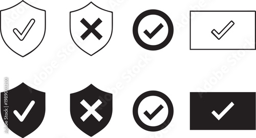Set of check mark and cross icons.