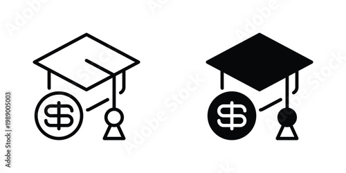 Scholarship Vector Line Icon for Academic and Finance