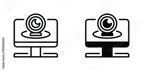 Webcam Vector Line Icon for Communication and Media