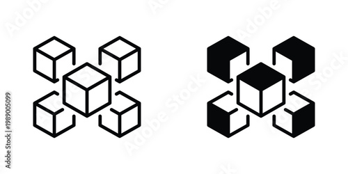 Blockchain Link Vector Line Icon for Finance and Technology