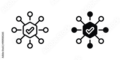 Network Hub Vector Line Icon for Information Technology