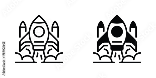 Rocket Launch Vector Line Icon for Startup and Business