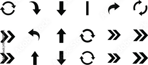 Set of black arrow icons on checkered background.