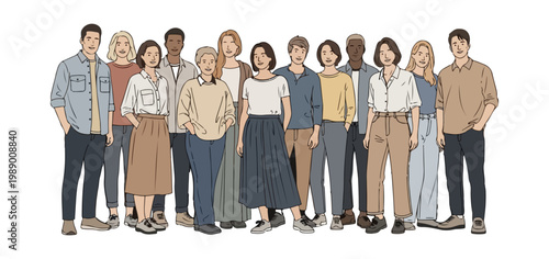 Diverse Group of People Standing Together in Unity and Solidarity.