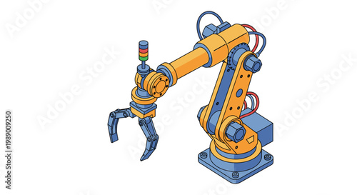 Industrial robotic arm for precision manufacturing and factory automation in a modern tech driven production environment.