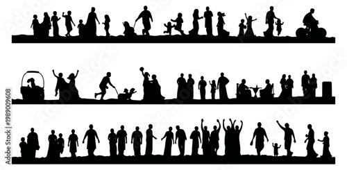 Silhouettes of People in Various Activities and Poses.