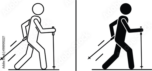 Nordic walking figures white and black.