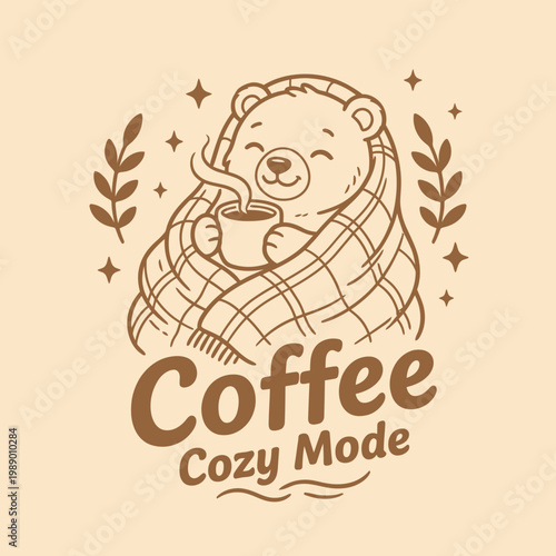 Bear Holding Coffee Cup Warmly.