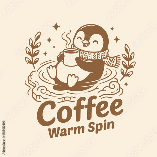 Otter holding a cup of coffee.