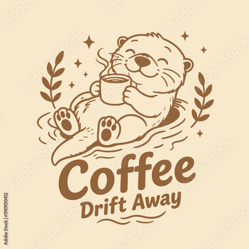 Otter holding a coffee cup tight.