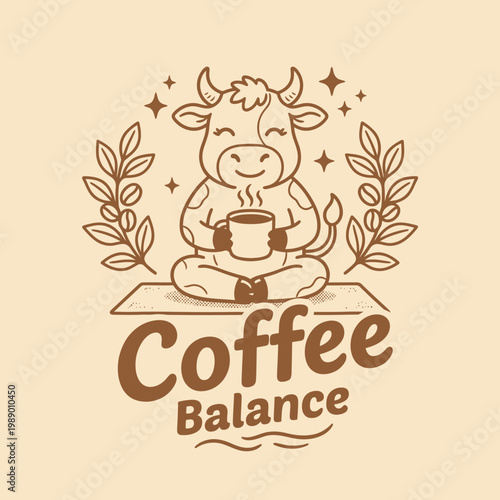 Smiling cow with coffee cup 1.