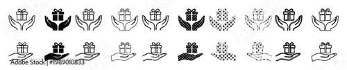 Set of 20 Hand Holding House Vector Icons