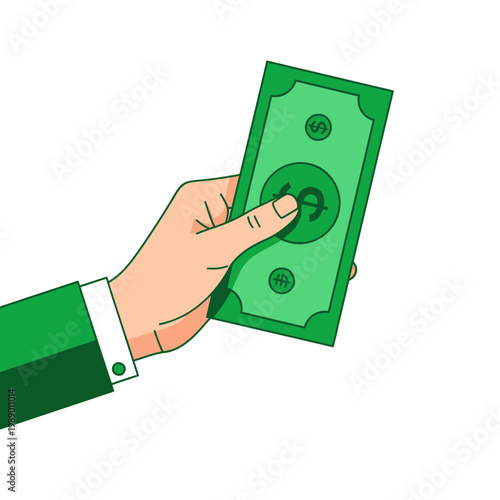 Hand Holding Green Dollar Bill - Business Transaction