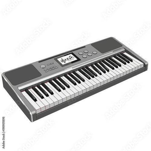 Electronic keyboard digital piano musical instrument illustration