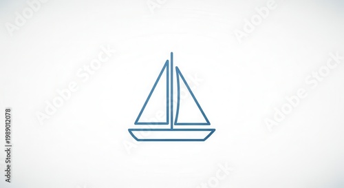 A captivating minimalist blue outline sailboat graphic for maritime exploration themes and water