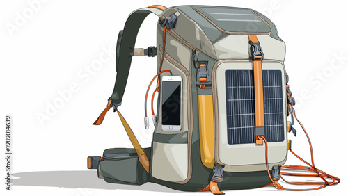 Modern backpack with integrated solar panel for charging devices on the go