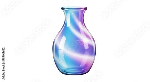 A luminous glass vase illustration with gradient colors creating a magical light effect