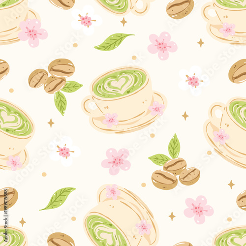 Matcha Latte Seamless Pattern