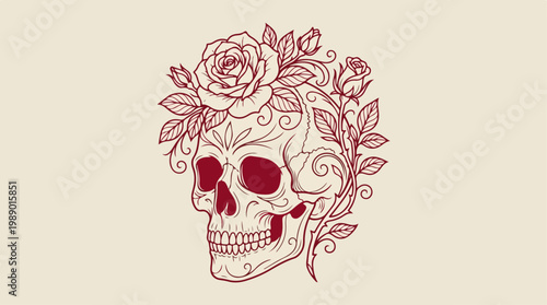 Skull with floral design.