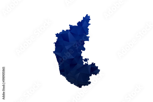 karnataka Map - Polygon Style Vector Illustration in Dark Blue Gradient, Low Poly Geometric Design, Isolated on White Background for Infographics and Education.