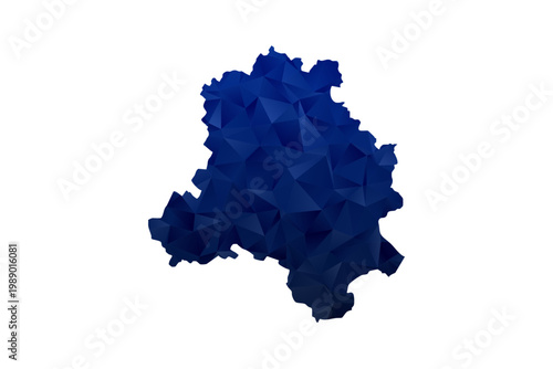NEW Delhi Map - Polygon Style Vector Illustration in Dark Blue Gradient, Low Poly Geometric Design, Isolated on White Background for Infographics and Education.
