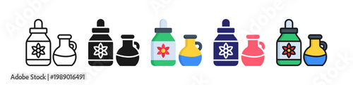Essential Oil Multiple Style Icon Set Collection. 