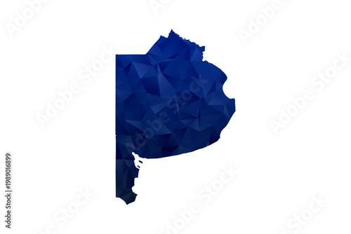 Buenos Aires Map - Polygon Style Vector Illustration in Dark Blue Gradient, Low Poly Geometric Design, Isolated on White Background for Infographics and Education.