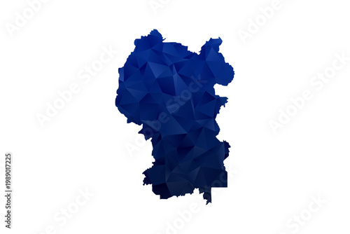 Canvas Print Kuala Lumpur Map - Polygon Style Vector Illustration in Dark Blue Gradient, Low Poly Geometric Design, Isolated on White Background for Infographics and Education