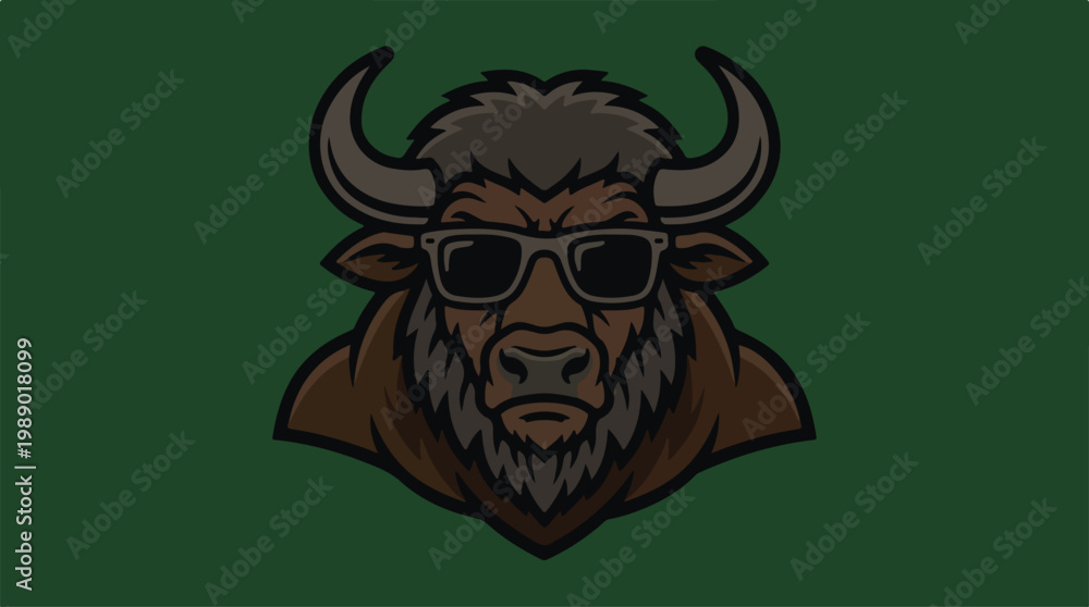 Obraz premium Bison wearing trendy cool sunglasses.