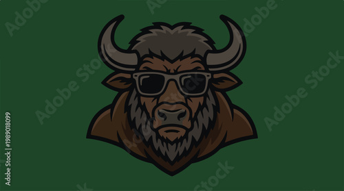 Bison wearing trendy cool sunglasses.