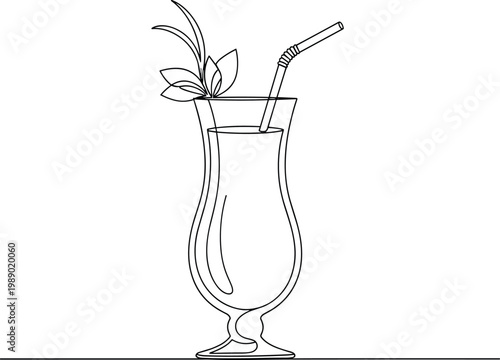 Illustration of a hurricane cocktail in a tall glass with straw and garnish on a transparent background.