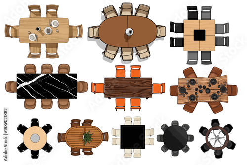 Wooden table tops, various shapes, furniture elements, 9 designs