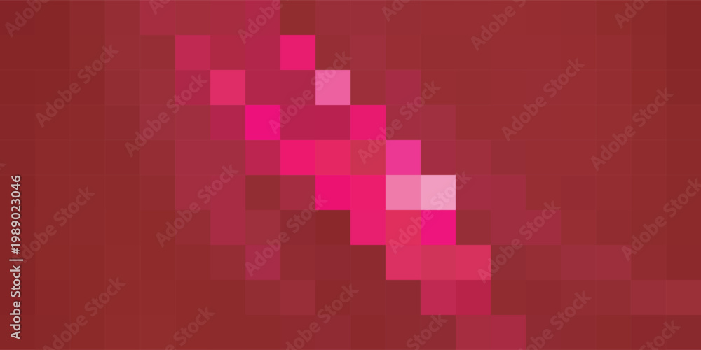 Fototapeta premium Abstract pixelated pink and red gradient pattern creating a dynamic visual effect.