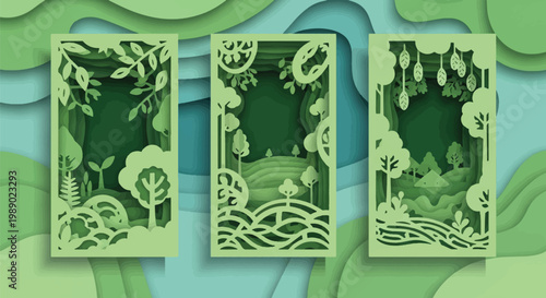 Celebrate Earth Day with layered paper art illustrating Earth protection, natural beauty, and environmental conservation