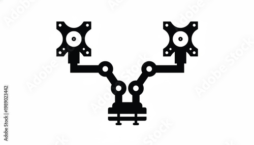 Robotic claw icon with circuit board arms and dot details for technology and AI branding concepts featuring robot arm, AI, artificial intelligence